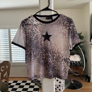 ASOS Leopard Print Short Sleeve Tee with Black Star